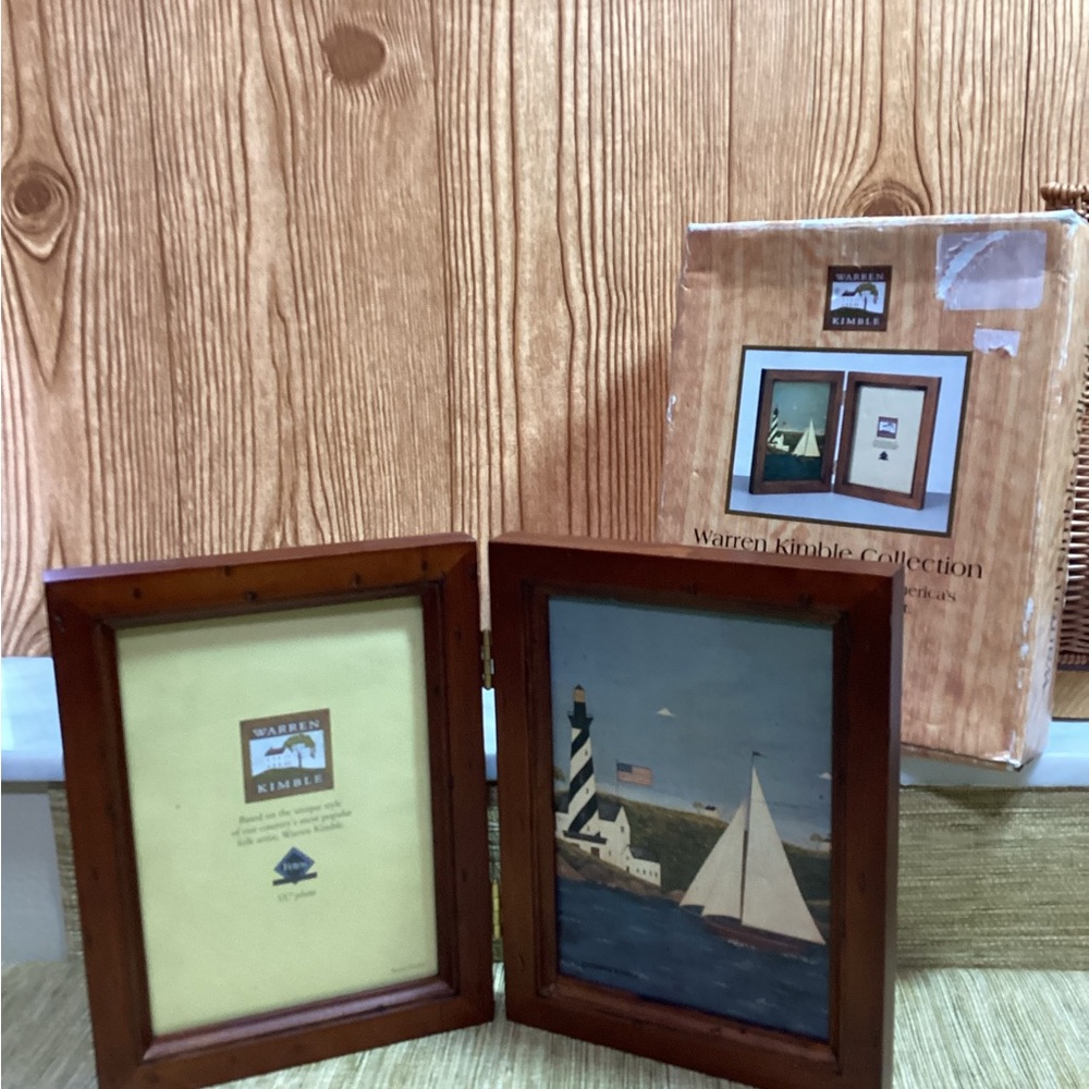New Warren Kimble Bi Fold Wood Frame with Kimble Art Picture